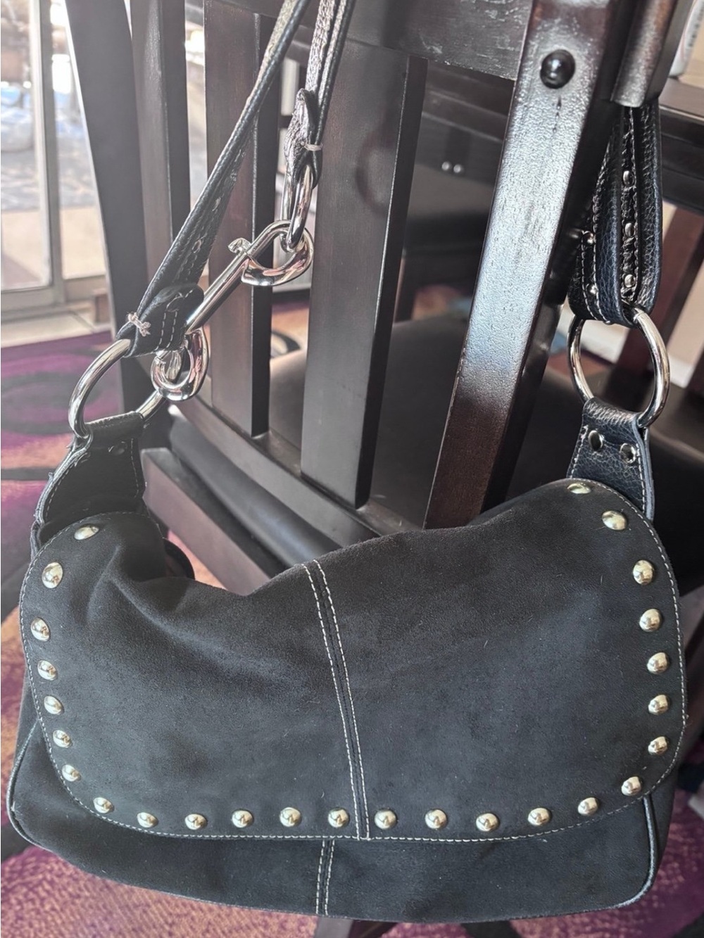 Kathy Van Zeeland Studded Suede Purse